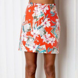 NWT LE SUPERBE Postcard Sequin Mini Skirt Orange Size 0